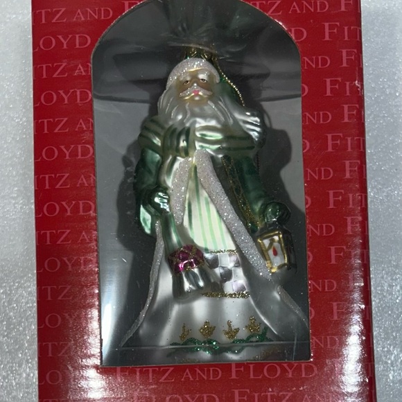 Fitz and Floyd Festive Green GREG Santa Ornament original box - Picture 1 of 13
